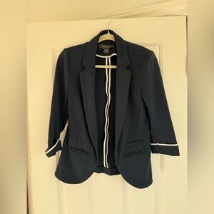 Suzy Shier Dark Blue Blazer with White Accents